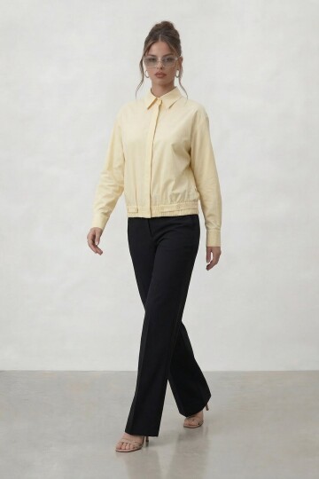 Gizli Patlı Lastik Bel Detaylı Gömlek