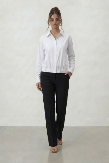 Gizli Patlı Lastik Bel Detaylı Gömlek