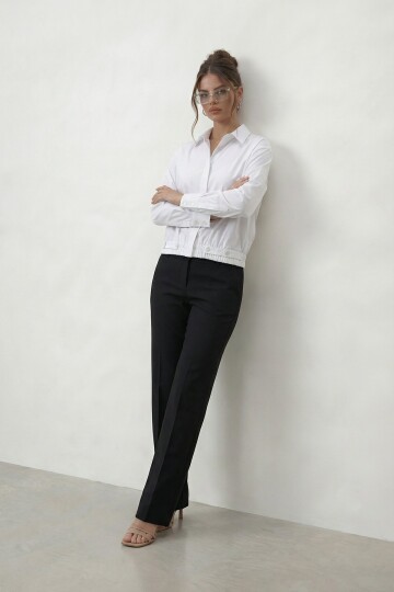 Gizli Patlı Lastik Bel Detaylı Gömlek