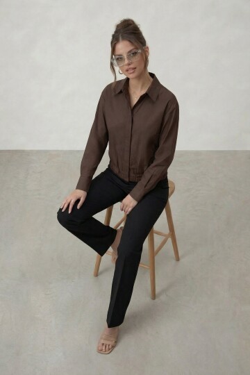 Gizli Patlı Lastik Bel Detaylı Gömlek