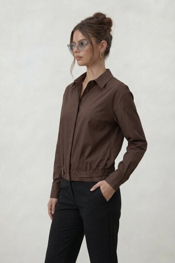 Gizli Patlı Lastik Bel Detaylı Gömlek