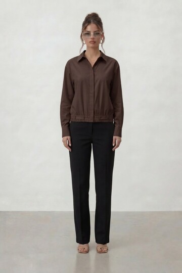 Gizli Patlı Lastik Bel Detaylı Gömlek