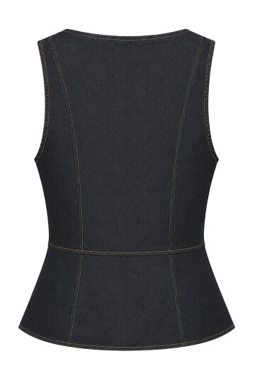 Kare Yaka Fermuarlı Denim Bluz