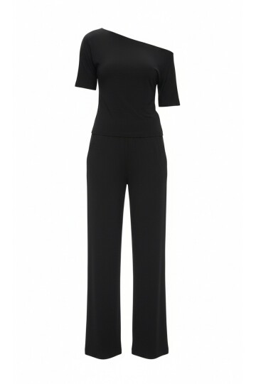 Kayık Yaka Bluz Ve Pantolon Takım