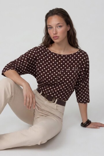 Kayık Yaka Pauntiye Beli Korsaj Detaylı Sandy Bluz