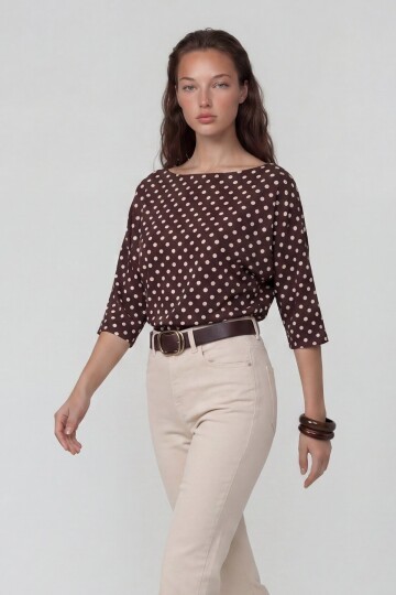 Kayık Yaka Pauntiye Beli Korsaj Detaylı Sandy Bluz