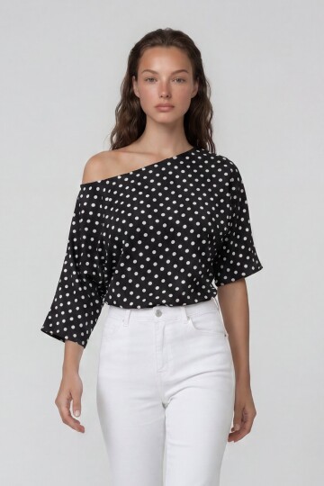 Kayık Yaka Pauntiye Beli Korsaj Detaylı Sandy Bluz