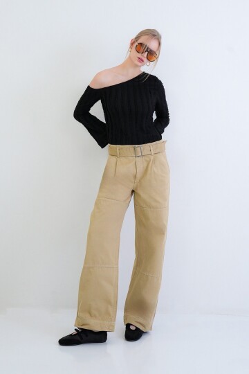 Kemer Detaylı Jean Pantolon