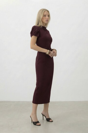 Kemer Detaylı Kalem Midi Elbise