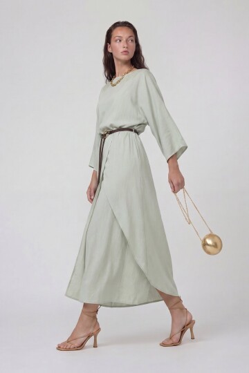 Kemer Detaylı Uzun Kollu Bluz Ve Pantolon Takım