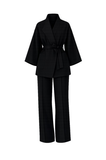 Kemerli Blazer Ceket Ve Yüksek Bel Pantolon Takım