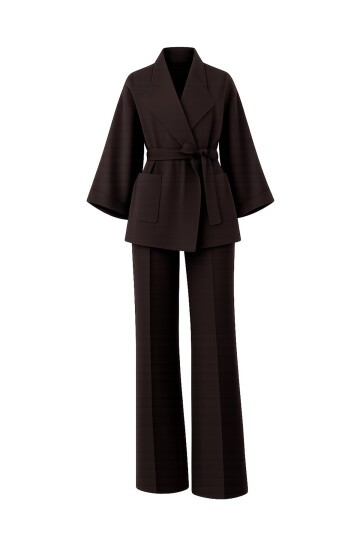 Kemerli Blazer Ceket Ve Yüksek Bel Pantolon Takım