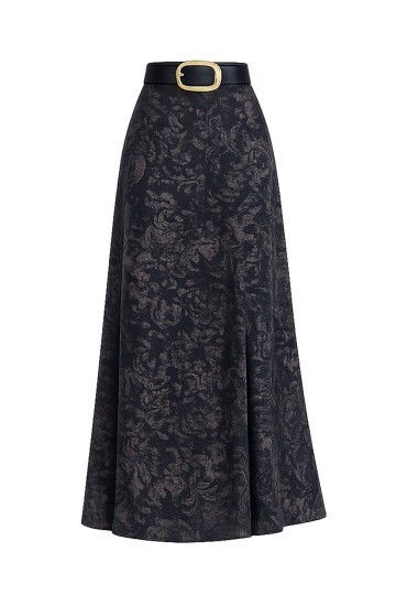 Kemerli Desenli Etek