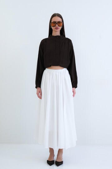 Lastikli Cepli Midi Etek