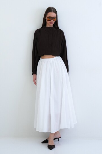 Lastikli Cepli Midi Etek