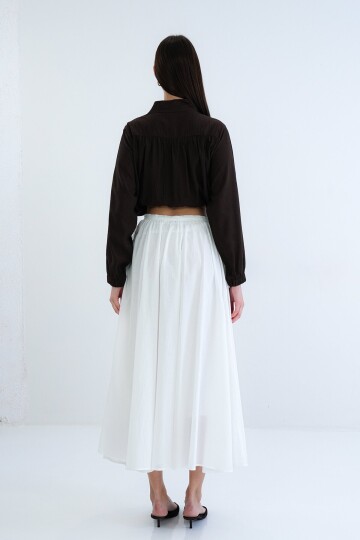 Lastikli Cepli Midi Etek