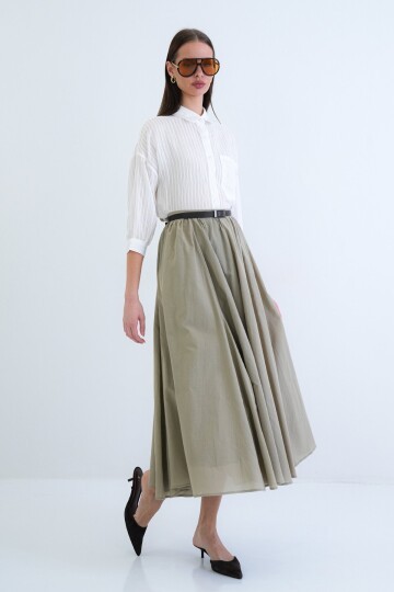 Lastikli Cepli Midi Etek