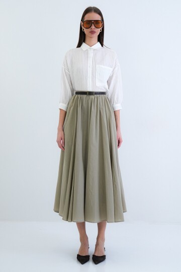 Lastikli Cepli Midi Etek