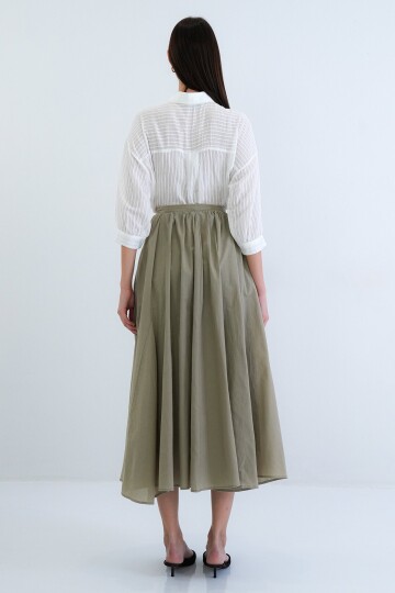 Lastikli Cepli Midi Etek