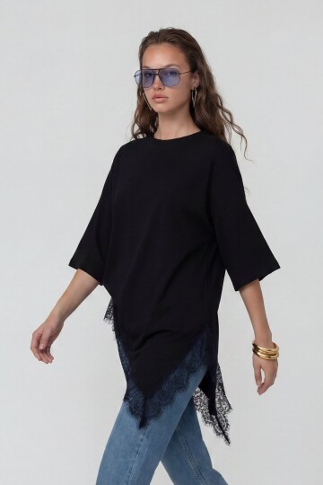 Oversize Dantelli Kombine T-Shirt