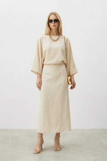 Salaş Kesim Yarasa Kol Uzun Elbise