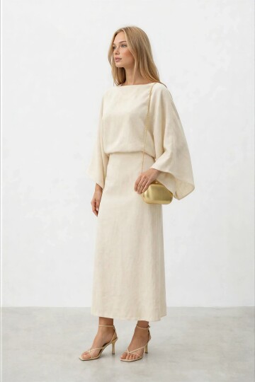 Salaş Kesim Yarasa Kol Uzun Elbise