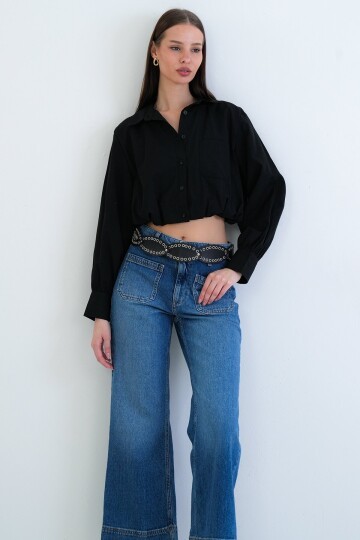 Tek Cepli Crop Gömlek