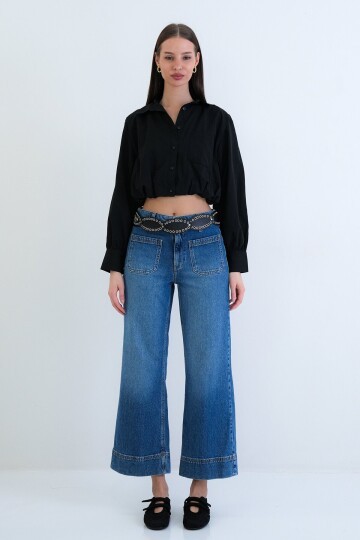 Tek Cepli Crop Gömlek