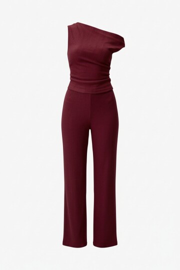 Tek Omuz Düz Kesim Bluz Ve Pantolon Takım