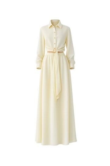 Toka Detaylı Gömlek Ve Beli Lastikli Etek Takım