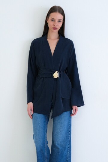 Toka Detaylı Kuşaklı Ceket