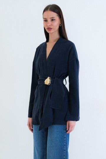 Toka Detaylı Kuşaklı Ceket