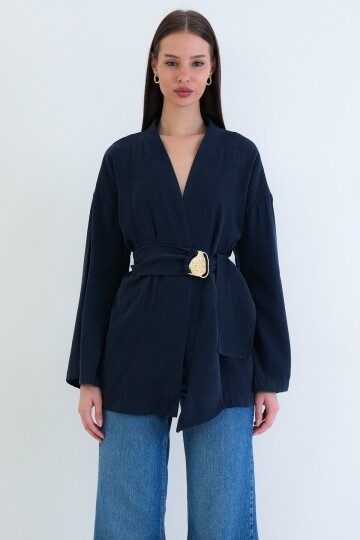 Toka Detaylı Kuşaklı Ceket