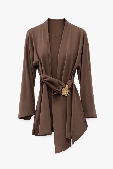 Toka Detaylı Kuşaklı Ceket