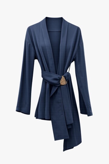 Toka Detaylı Kuşaklı Ceket