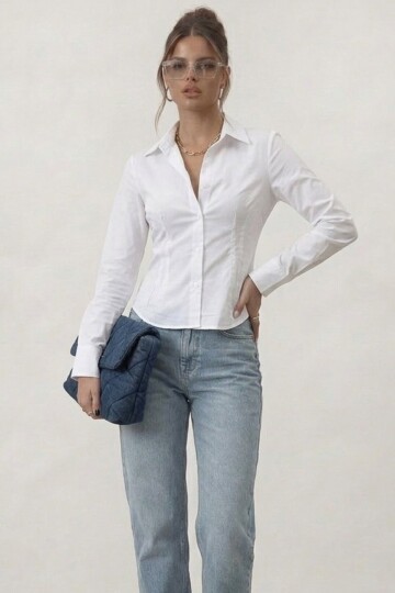 Uzun Kollu Dar Kesim Gömlek