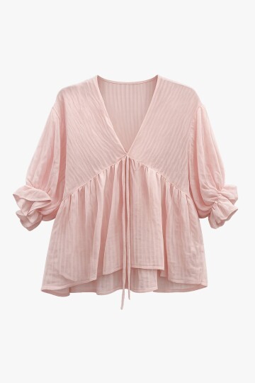 V Yaka Fırfırlı Bluz