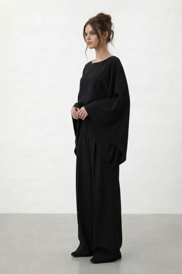 Yarasa Kol Bisiklet Yaka Bel Bol Paça Takım