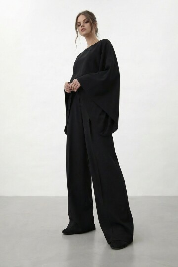 Yarasa Kol Bisiklet Yaka Bel Bol Paça Takım