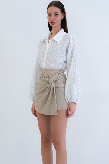 Yüksek Bel Mini Şort Etek