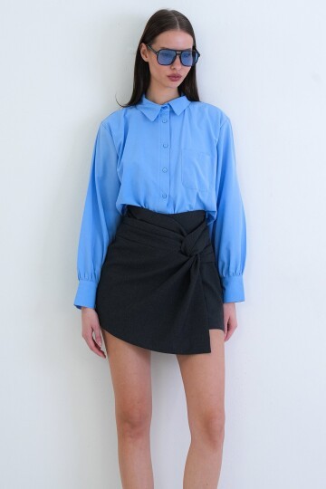 Yüksek Bel Mini Şort Etek