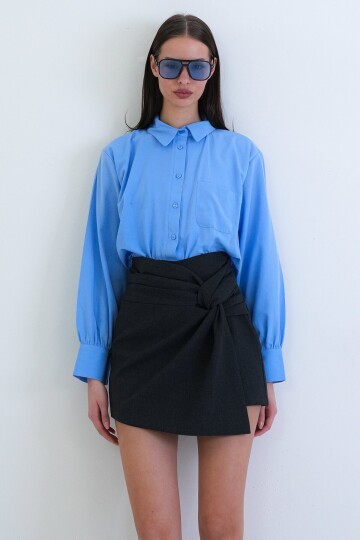 Yüksek Bel Mini Şort Etek