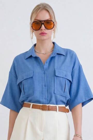 Zarf Cepli Sofia Keten Gömlek