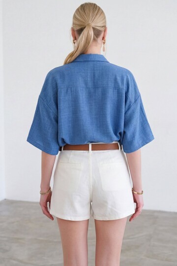 Zarf Cepli Sofia Keten Gömlek