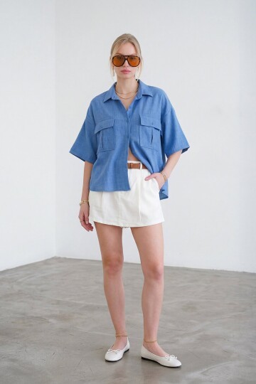 Zarf Cepli Sofia Keten Gömlek