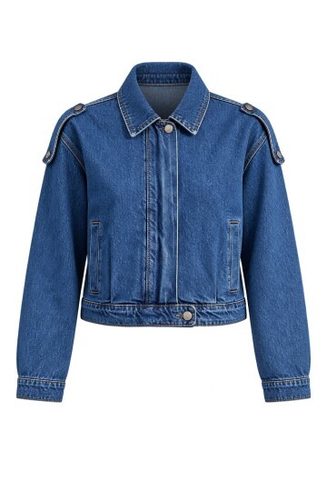 Apolet Detaylı Denim Ceket