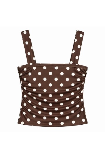 Askılı Drape Detaylı Puantiyeli Crop Bluz