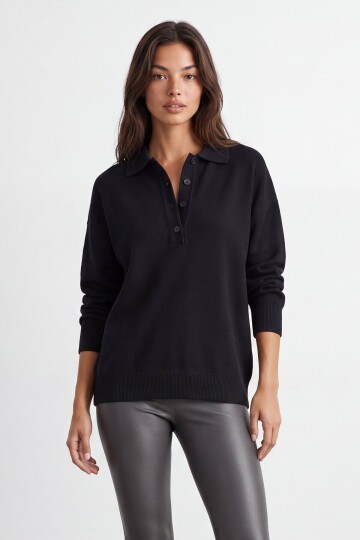 Basic Polo Yaka Triko Kazak