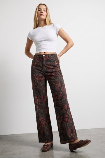 Baskılı Denim Pantolon
