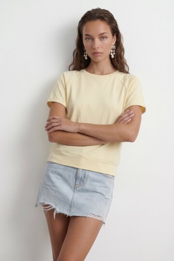 Bisiklet Yaka Reglan Kol Oversize T-Shırt